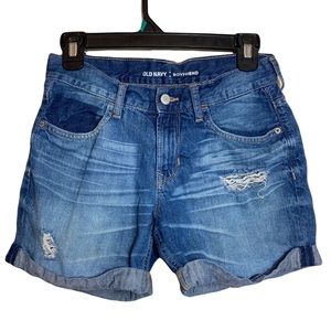 Boyfriend Jean Denim Blue Distressed Shorts Size 0